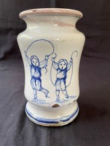 Unique antique albarello pharmacy jar with playing kids . 18th century - $240.01