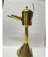 ANTIQUE BRASS WHALE OIL BETTY LAMP ON POST STAND PRIMITIVE - $1,392.49 MXN