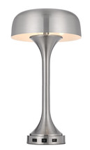 22" Nickel Metal Two Light Usb Table Lamp With Nickel Dome Shade - $5,577.29 MXN