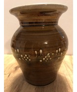 Great Bay Pottery Vase N. Hampton NH 2008 Hand Made Brown White Glazed 6... - €17,10 EUR