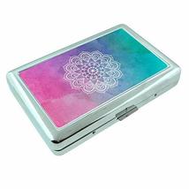 Watercolor Mandala Em1 Hip Silver Cigarette Case Id Holder Metal Wallet ... - £8.61 GBP