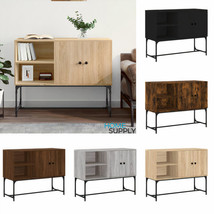 Industrial Wooden Sideboard Storage Cabinet Unit With 2 Doors &amp; 2 Open S... - $91.28+