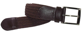 4001 1.5&quot; WIDE BROWN ELASTIC BRAIDED STRETCH GOLF BELT FOR MEN - $12.00+