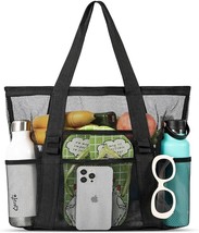 Mesh Beach Bag, Large Beach Bags for Women 13.8 &quot;long x 6.5&quot; wide x 15.5... - $17.12