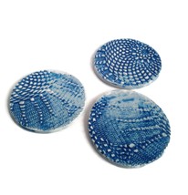 3Pc Round Ceramic Coasters Assorted Lace Texture Artisan Tiles 11cm/4,3i... - £52.06 GBP
