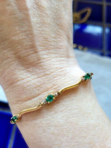 4Ct Oval Cut Simulated Emerald Bracelet Gold plated 925 Silver - £129.77 GBP