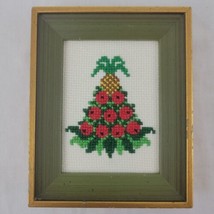 XMAS Tree Embroidery Finished Framed Pineapple Welcome Poinsettia X Stit... - $13.95