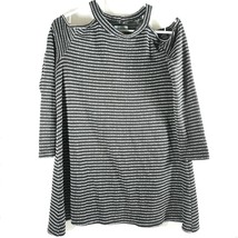 She + Sky Womens Size M Striped Black and White Cold Shoulder Long Sleeve Top - £17.70 GBP