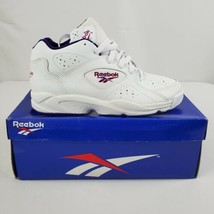 Vintage Reebok Hyperlite Mid Sneakers Youth Size 5 White Violet Leather ... - $31.99