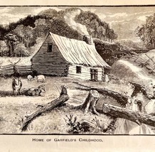 President James A Garfield Childhood Home 1881 Engraving Victorian DWFF7 - £31.44 GBP