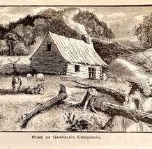 President James A Garfield Childhood Home 1881 Engraving Victorian DWFF7 - £31.59 GBP