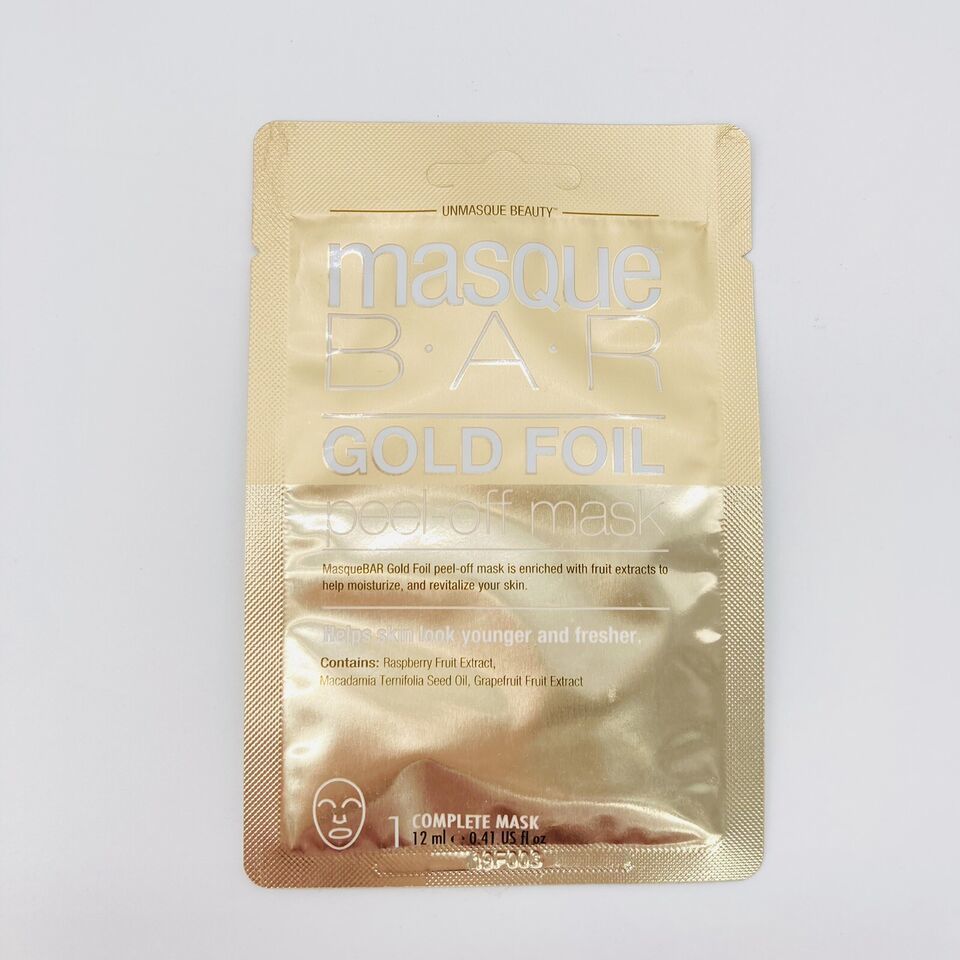 Masque Bar Gold Foil Peel-Off Mask Moisturize Revitalize Raspberry Extract - $2.47