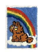 Vtg 1970&#39;s Garfield Over the Rainbow Latch Hook Rug Wall Hanging 18&quot; x 24&quot; - $47.50