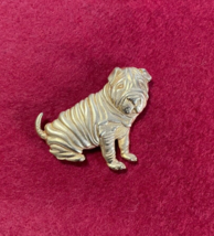 Shar Pei Wrinkles Dog Brooch Pin Signed JJ 1986 Vintage Jewelry - £7.09 GBP