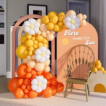 143Pcs Daisy Groovy Balloon Garland Arch Kit Burnt Orange Mustard Yellow Balloon - £25.71 GBP