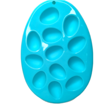 NEW Easter Egg Plate 12 Deviled Eggs Platter Tray Dish Serving Tray Plastic Blue - £6.32 GBP