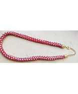 lot of 2 20&quot; crochet beaded necklaces one royal blue and one raspberry pink - $11.50