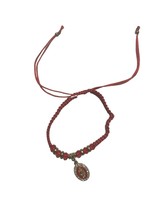 Virgin Mary Multicolor Beaded Red Pull Cord Charm Bracelet - Virgen de Guadalupe - £2.38 GBP
