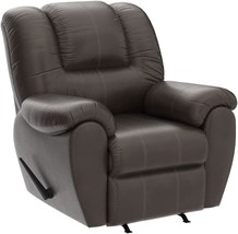 Modern Brown Faux Leather Manual Pull Rocker Recliner From Ashley Mcgann - $578.96