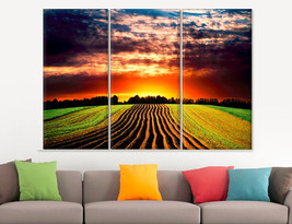 Sunrise Field Large Canvas Print Agricultural Art Nature Landscape Farming Wall  - £39.16 GBP