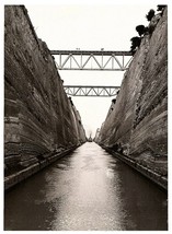 Corinth Canal &amp; Bridge Over the Top Greece B &amp; W  Postcard 4 x 6 - £5.37 GBP