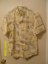 Royal Palm Men&#39;s Shirt Nautical Yellow Short Sleeve With Pocket Large - $13.77