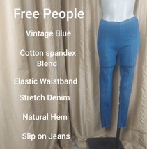 Free People Vintage Blue Natural Hem Slip On Stretch Denim Jeans Waist 25 - $22.00