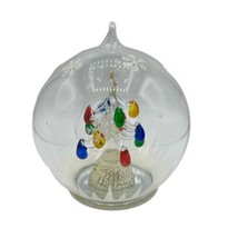 MR. CHRISTMAS Hand Blown Clear Glass Christmas Ornament Round with Spun Tree EUC - $42.03