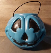 Pumpkin Bucket Halloween Blue Jack O Lantern General Foam Trick Treat Blow Mold - £18.29 GBP