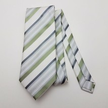 G Vietnam Mens Tie Striped Olive Gray Beige Silk Necktie - £8.66 GBP