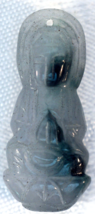Translucent and Dark Gray Jade Sculpted Pendant Amulet Guanyin Kuan Yin - £20.77 GBP