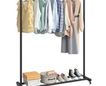 Clothing Rack Clothes Rack Standard Rod Simple Rolling Metal Garment Rac... - $43.99