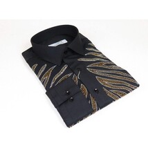 Men CEREMONIA Turkey Shirt 100% Cotton Fancy Rhine Stone #Roma 15 Black Slim Fit image 8