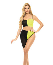 Pink Lipstick Block You Out Bandeau &amp; Bottom Black/yellow O/s - $13.59