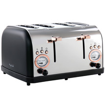 Megachef 4 Slice Wide Slot Toaster With Variable Browning In Black And Rose Gol - £62.44 GBP