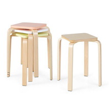 Set of 4 Colorful Square Stools with Anti-slip Felt Mats-Multicolor - Color: Mu - £84.47 GBP