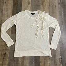 Banana Republic Women’s Sweater Ivory Ruffles Shirt Scoop Neck Long Sleeve Sz XS - £12.93 GBP