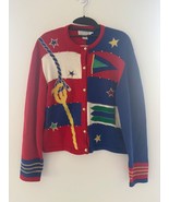 Vintage Women’s Large Doncaster Nautical Themed Cardigan Sweater Anchor - £34.01 GBP