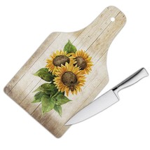 Sunflower Vintage Bee : Gift Cutting Board Flower Floral Yellow Decor Painting - £23.17 GBP+