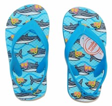 Wonder Nation Boys Flip Flops With Back Strap Blue Shark Size 5/6 NEW - $9.85