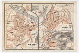1911 Original Antique Map Of Limburg Wetzlar Hesse Hessen / Germany - £17.13 GBP