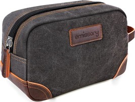 Toiletry Bag For Men, Leather And Canvas Toiletry Bags, Kit For Men, Travel - £30.90 GBP