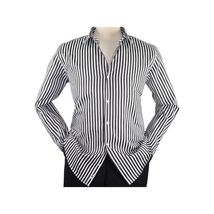 Men Makrom Shirt Cotton Blend wrinkle less Long Sleeves Stripe 6487 Black white image 2