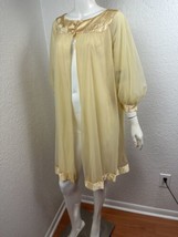 Vintage Gossard Artemis Yellow Double Layer Peignoir Robe Embroidered Sz... - $56.95