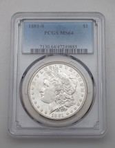 1881-S $1 Silver Morgan Dollar Graded by PCGS as MS-64! Nice Finish! - £180.85 GBP