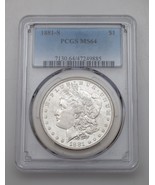1881-S $1 Silver Morgan Dollar Graded by PCGS as MS-64! Nice Finish! - £175.21 GBP