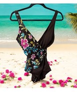 Jantzen Women&#39;s One Piece Swimsuit Floral Size 12 Vneck brown pink yello... - $428.35 MXN