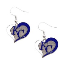 Aminco Kansas City Royals KC MLB Swirl Heart Dangle Logo Earring Set - $271.80 MXN