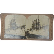 Antique Stereoscope Stereoscopic Card Stereoview Battleship Brooklyn In Drydock - $14.00