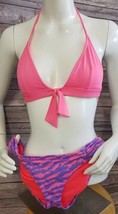 Victoria&#39;s Secret Womens Bikini Swimsuit Pink Purple zebra size S / M Triangle - £16.10 GBP